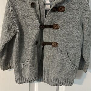 Janie and Jack Cozy Gray Knit Kids Hooded Jacket 18-24 months